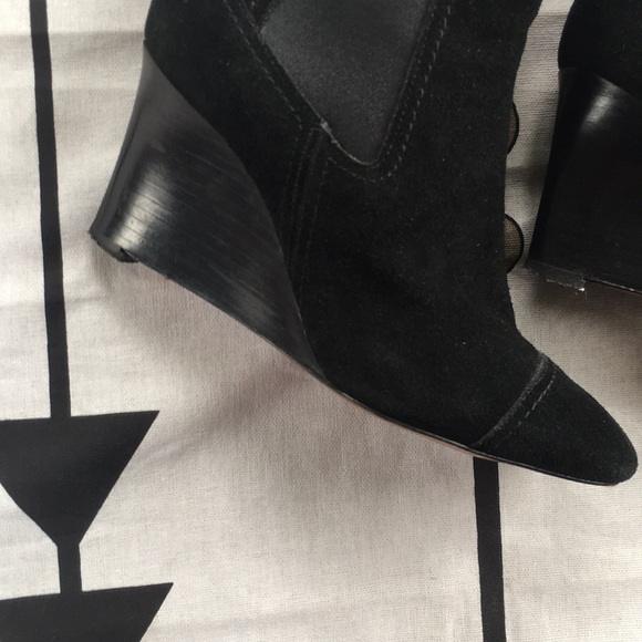 Nine West Suede Leather Wedge Ankle Boots in Black 5.5 - Picture 5 of 7